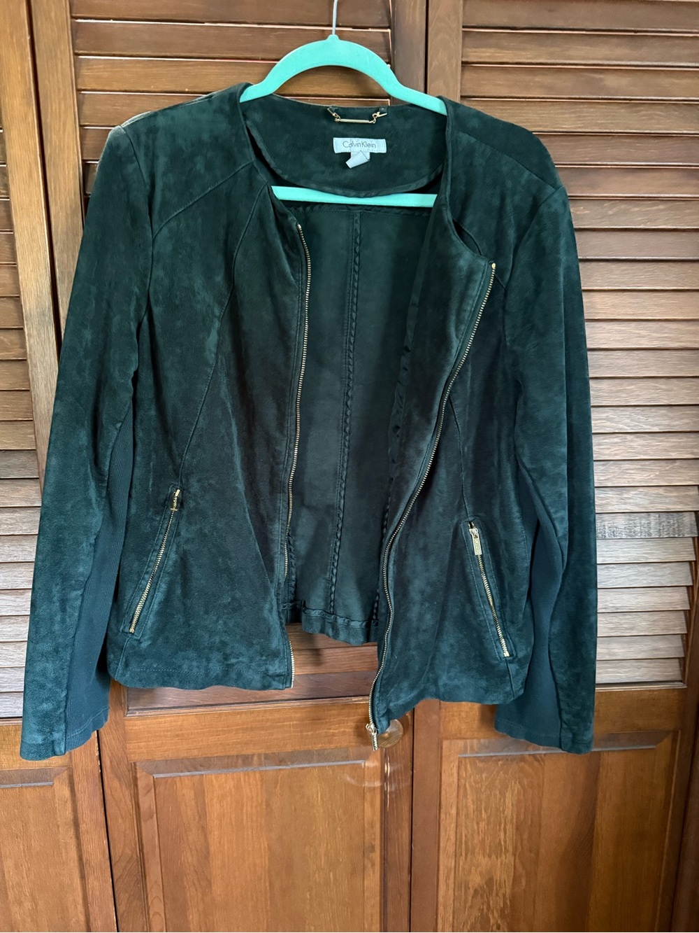 Calvin Klein Dark Green Faux Suede Zip Jacket